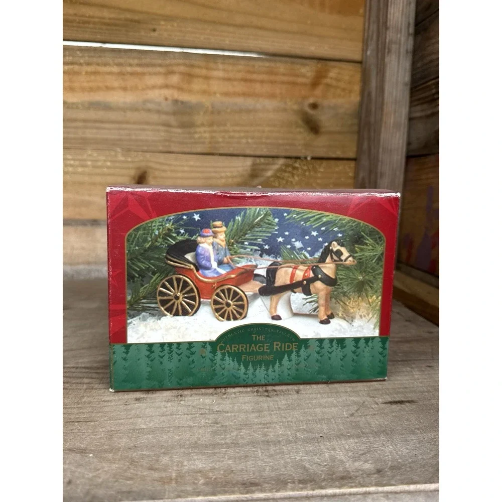 Carriage Ride‎ Figurine, Vintage 1996, Horse Drawn, Christmas Village Decoration
